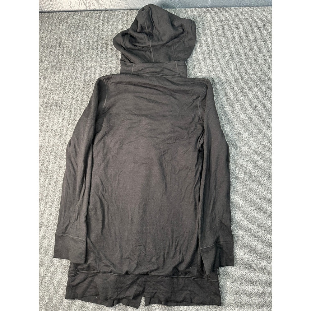 James Perse Black Combed Cotton Waffle Knit Hooded Open Cardigan WCJ2380 Size 4 - Picture 9 of 9